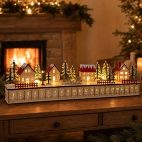 2026 Christmas Advent Calendar with LED Lights,Light Up Christmas Countdown Calendar,24 Drawer Holiday Decoration,Reusable Christmas Table Decor for Home,Office Decor Gift