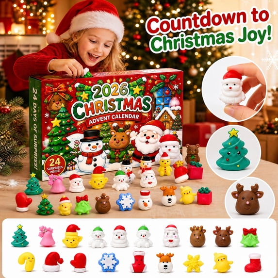 2026 Christmas Advent Calendar with 24 Days Countdown, 24 Pieces Assorted Holiday Figurines, for Student, Mini Toys Blind Box Set