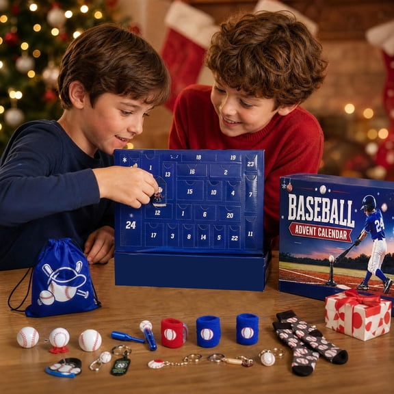 2026 Christmas Baseball Advent Calendar, 24Day Holiday Countdown Calendar Kit with Baseball Accessories Ornaments, Fun Stocking Fillers Gift for Baseball Sports Enthusiasts