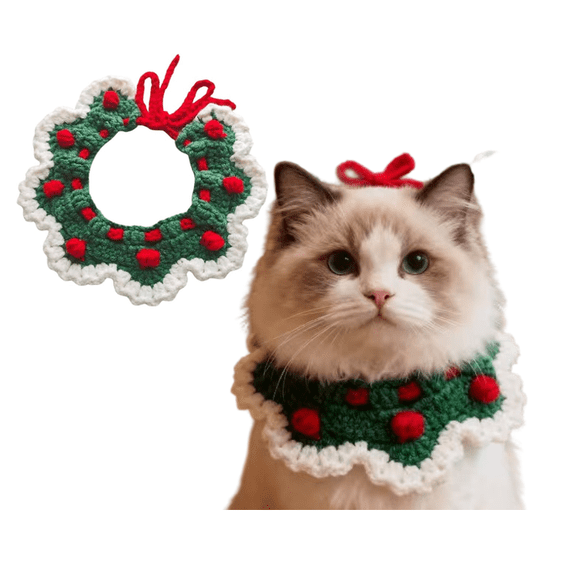 2026 Christmas Cat Collar Accessories Outfit Small Dogs Bib for Drool Eating Cats Birthday Bib Gifts for Cats Costume Saliva Towel Holiday Cat Bandana Collar Scarf Dog Bibs