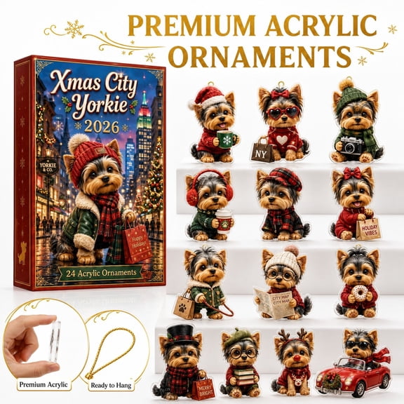 2026 Christmas City Yourkie Countdown Advent Calendar 24Pcs 2D Acrylic Pendant Blind Box Cute Holiday Hanging Decor Gift For Teens Toddlers And Collectors Yourkie Lovers