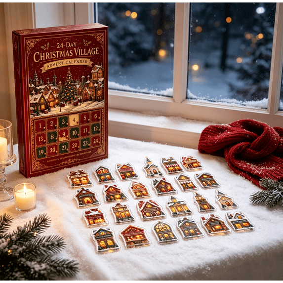 2026 Christmas Cottage Advent Calendar, 24 Days Christmas Countdown Calendar with Christmas Village Hanging Ornaments, Christmas Tree Decorations Gift for Kids, Family & Holiday Lovers