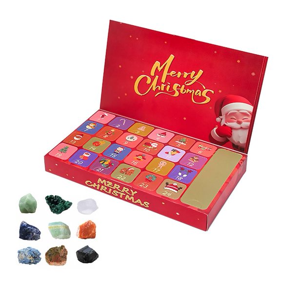 2026 Christmas Crystal Advent Calendar, Gem Digging Kit 24 Real Gemstone
