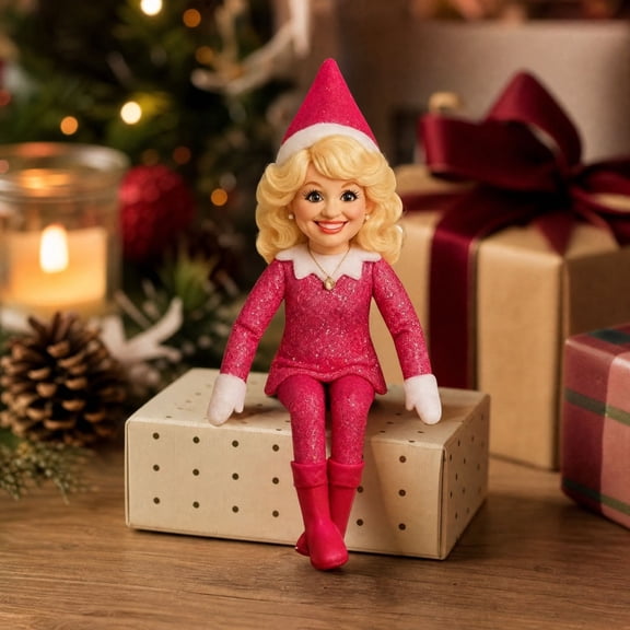 2026 Christmas Elf Dolls & Figurines Dolly Sitting On Stoop Shelf Sitter Red Glitter Holiday Decor For Music Fans