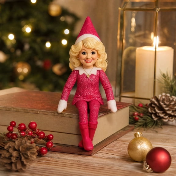 2026 Christmas Elf Dolls & Figurines Dolly Sitting On Stoop Shelf Sitter Red Glitter Holiday Decor For Music Fans