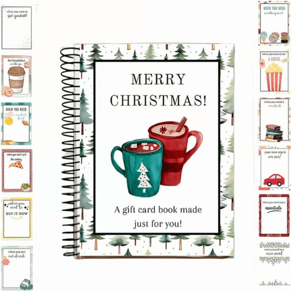 2026 Christmas Gift Card Book Spiral-Bound Merry Christmas Gift Card Booklet, DIY Greeting Card Organizer, Holiday Gift Card Holder for Students and Friends