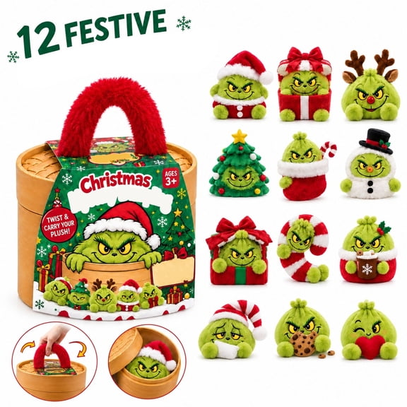 2026 Christmas Green Monster Plush Mystery Blind Box, Random 1PCS Soft Stuffed Collectible, Ideal Stocking Stuffer & Kids Gifts