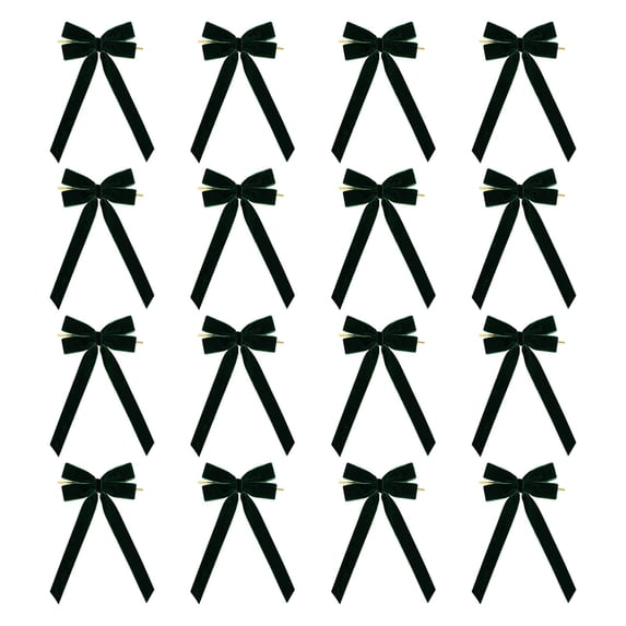 2026 Christmas Home Party Decoration 16PCS Velvet Christmas Bows Ornaments 9 Colors Xmas Velvet Ribbon Bows For Christmas Tree Wreath Garland Gift Wrap Decor Celebration Party Supplies
