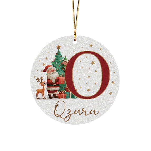 2026 Christmas Home Party Decoration 26 Letters Round Acrylic Christmas Ornament Set Personalized Alphabet Round Pendant DIY Custom Christmas Tree Hanging Decorations Festive Round Pendant