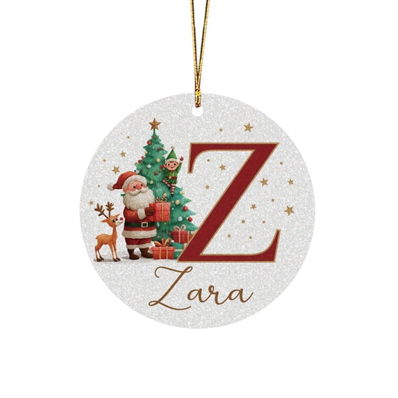 2026 Christmas Home Party Decoration 26 Letters Round Acrylic Christmas Ornament Set Personalized Alphabet Round Pendant DIY Custom Christmas Tree Hanging Decorations Festive Round Pendant