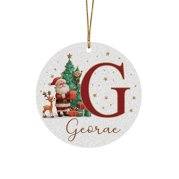 2026 Christmas Home Party Decoration 26 Letters Round Acrylic Christmas Ornament Set Personalized Alphabet Round Pendant DIY Custom Christmas Tree Hanging Decorations Festive Round Pendant