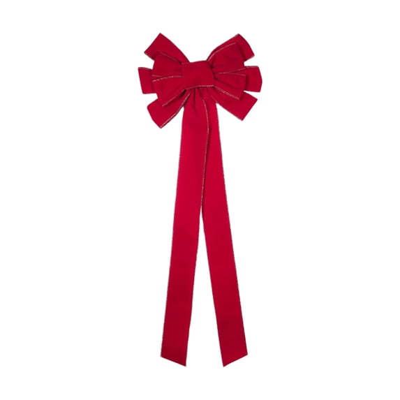 2026 Christmas Home Party Decoration Christmas Flocked Multi Loop Bow Hanging Ornament Christmas Celebration Party Supplies
