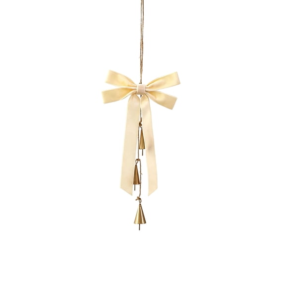 2026 Christmas Home Party Decoration Christmas Ornament Bow Knot Hanging Decoration With Golden Bells Vintage Hanging Pendant For Xmas Tree Wall Door Holiday Party Decor