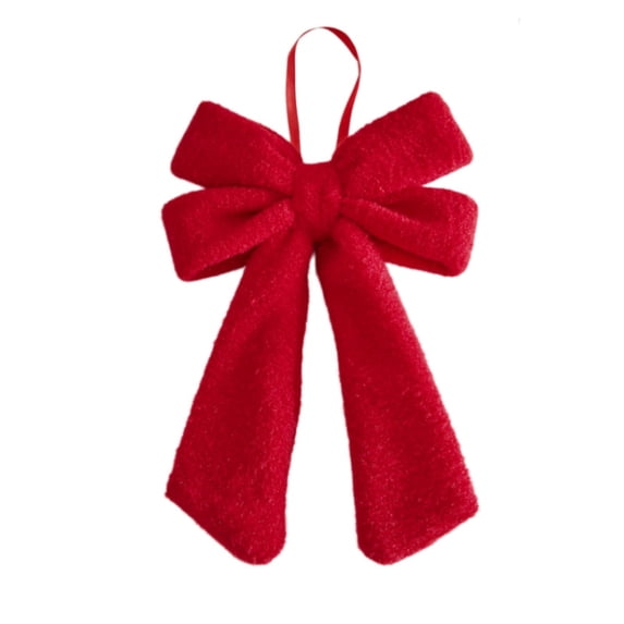 2026 Christmas Home Party Decoration Christmas Red Flocked Bow Hanging Ornament Christmas Celebration Party Supplies