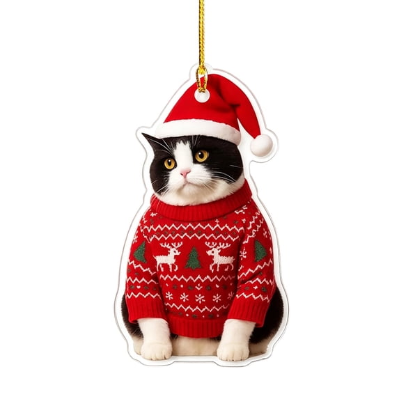 2026 Christmas Home Party Decoration Cute Christmas Tree Decorations Flat Printed Acrylic Christmas Hanging Ornaments Lovely Pet Pendant For Xmas Party Home Indoor Holiday Decor