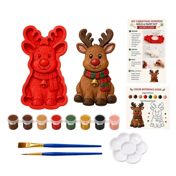 2026 Christmas Home Party Decoration DIY Christmas Paint Kit Reusable With 8 Acrylic Paints Christmas Celebration Party Supplies