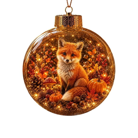 2026 Christmas Home Party Decoration Fall Ornament Forest Wildlife In Glass Ball Hanging Ornament Pumpkin Maple Leaf Thanksgiving Christmas Tree Decor Christmas Celebration Party Supplies