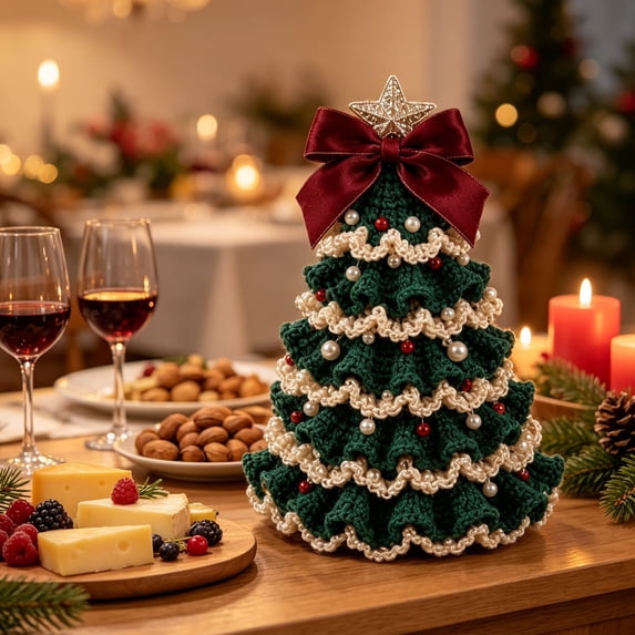2026 Christmas Home Party Decoration Ruffle Christmas Tree DIY Crochet Kit Christmas Celebration Party Supplies