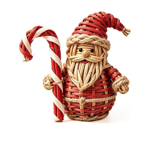 2026 Christmas Home Party Decoration Wicker Christmas Santa Snowman Figurines Mini Handwoven Rattan Tabletop Decor Holiday Ornaments For Shelf Desk Mantel Winter Gift Celebration Party
