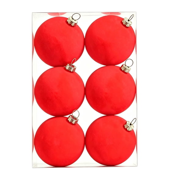 2026 Christmas Indoor Decoration Christmas Balls Flocked Christmas Tree Ball Ornaments Plastic Balls Xmas Decorative Hanging Ornaments Christmas Ball 6cm 6pcs Christmas Tree Decorative Pendant