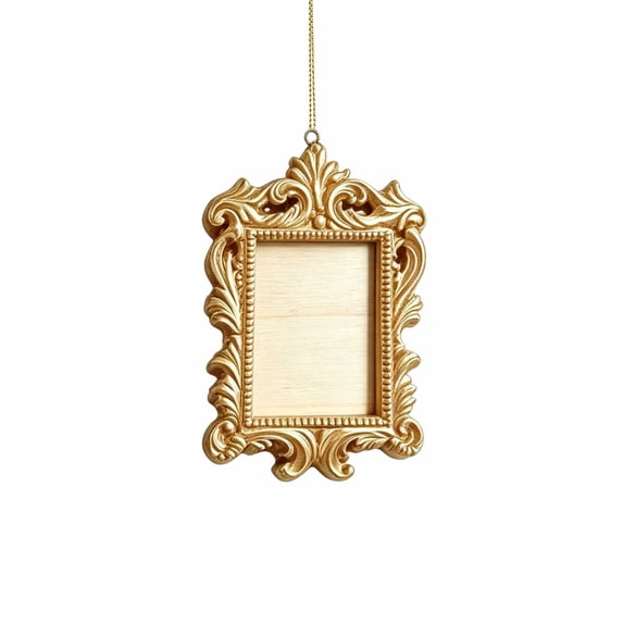 2026 Christmas Indoor Decoration Christmas Resin Pendant Snow Cedar Decoration DIY Photo Frame Christmas Tree Decoration Holiday Decoration Champagne Gold Color