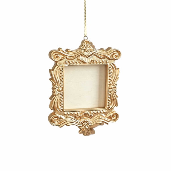 2026 Christmas Indoor Decoration Christmas Resin Pendant Snow Cedar Decoration DIY Photo Frame Christmas Tree Decoration Holiday Decoration Champagne Gold Color