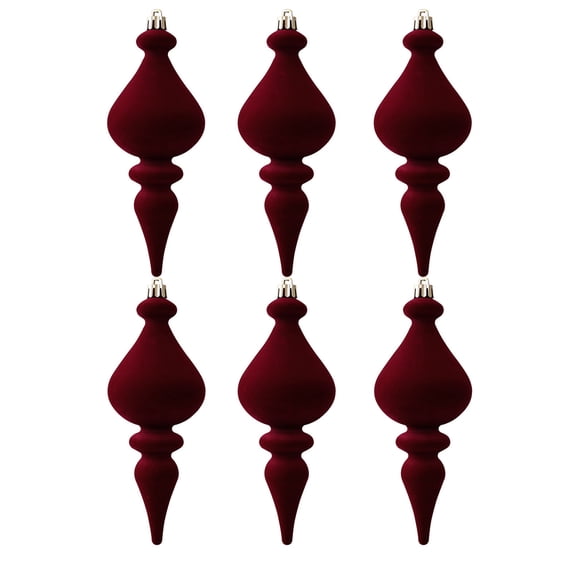 2026 Christmas Indoor Decoration Flocked Finial Christmas Tree Ornaments 6Pcs Vintage Hanging Spire Drop Baubles Assorted Shapes For Xmas Party Decor