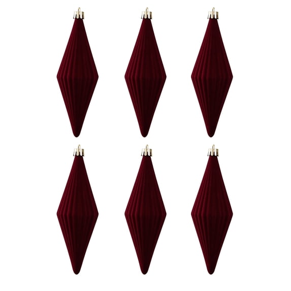 2026 Christmas Indoor Decoration Flocked Finial Christmas Tree Ornaments 6Pcs Vintage Hanging Spire Drop Baubles Assorted Shapes For Xmas Party Decor