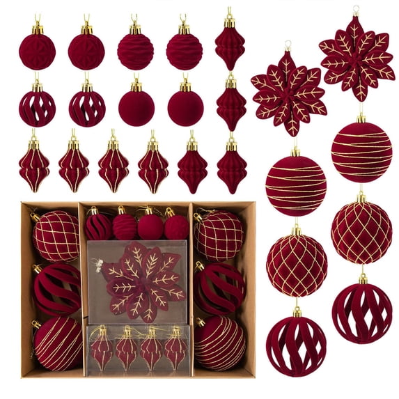 2026 Christmas Indoor Home Decor 24Pcs Christmas Baubles Ornaments Set Xmas Ball Decorations For Christmas Tree Home Party Holiday Decor
