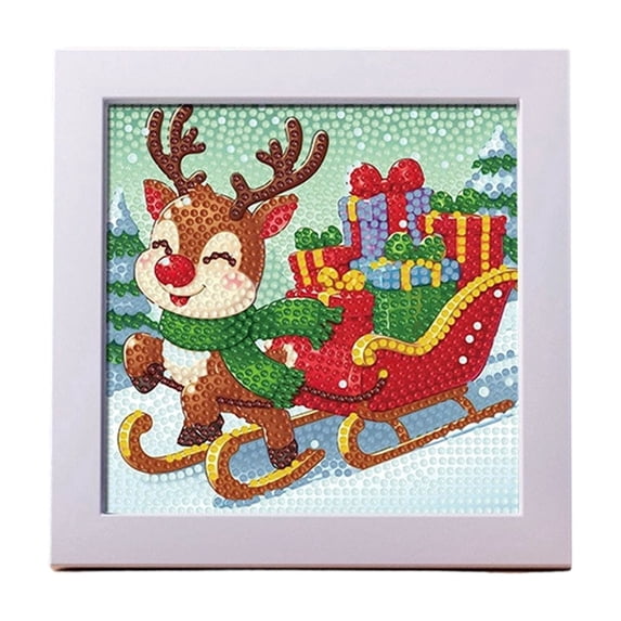 2026 Christmas Indoor Home Decor Christmas Kit With Frame 5D Round Full Drill Diamond Art Picture Festive Christmas Ornaments Wall Art Decor Handmade Gift For Kids