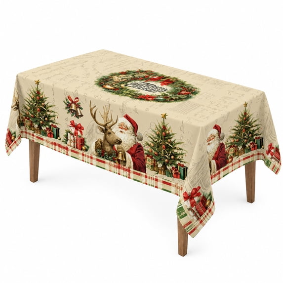 2026 Christmas Indoor Home Decor Christmas Tablecloth Decor Waterproof Washable Xmas Holiday Table Cover Festive Printed Rectangle Table Cloth For Dining Table Kitchen Party Indoor Outdoor