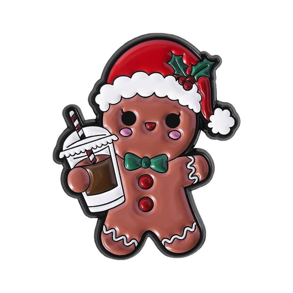 2026 Christmas Indoor Home Decor Cute Gingerbread Man Brooch Christmas Series Metal Accessory Badge