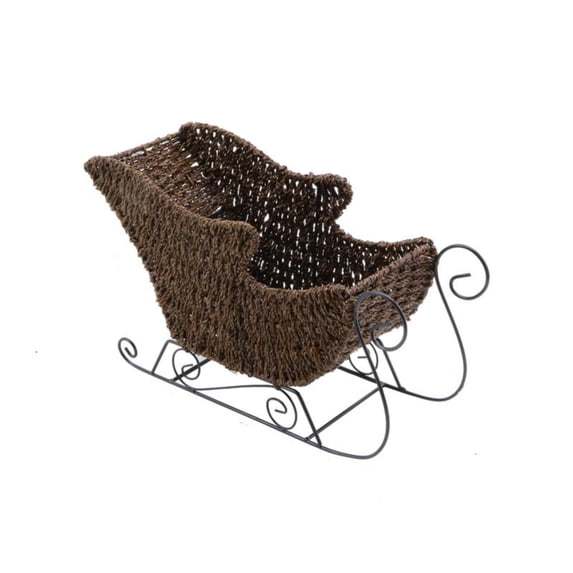 2026 Christmas Indoor Home Decor Handcrafted Wicker Christmas Sleigh Basket Storage For Snacks And Gifts At Home Christmas Woven Storage Basket