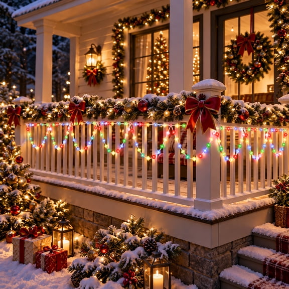 2026 Christmas Lights Color Changing 13FT 380 LED Christmas String Light, Waterproof Half Round Christmas Light for House Roof Eaves Garden Patio Multicolor