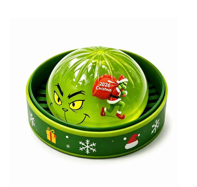 2026 Christmas Limited Monster Glitter Dumpling Squishy Toy,Green Squeeze Stress Ball with Holiday Themed Storage Box,Soft Sensory Fidget Toy Christmas Party Favor & Birthday Gift for Kids and Adults