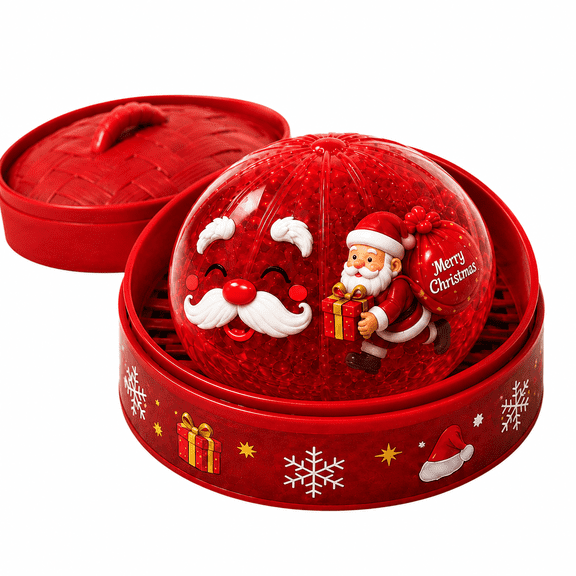 2026 Christmas Limited Santa Glitter Dumpling Squishy, Red Dumpling Squishy with Box, Dumplings Squeeze Balls Stress Relief Sensory for Festival & Birthday Gifts, Stocking Stuffers Party Favors
