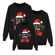 FSHINGING 2026 Christmas Matching Family Sweatshirts Xmas Funny Graphic Long Sleeve Holiday Pullover Tops Mommy Daddy And Me Festival Outfits