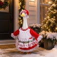 thumbnail image 1 of 2026 Christmas Mrs.Claus Goose Outfit Set, Red White Lace Dress And Hat, 2 Pcs Classic Xmas Style for Porch Lawn Goose Statue, Holiday Garden Goose Costume, 1 of 4