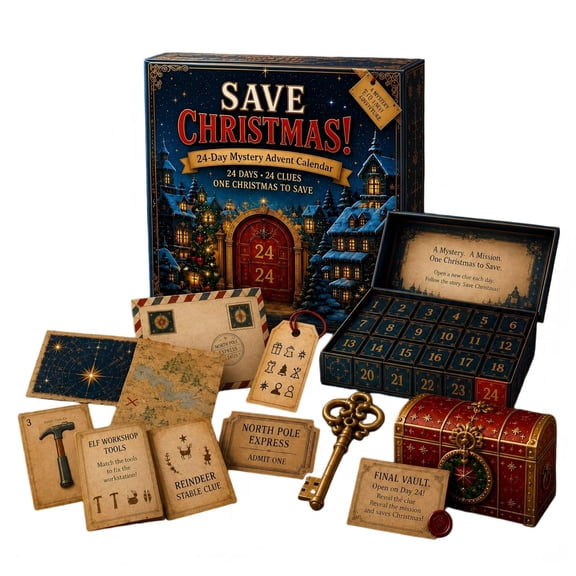 2026 Christmas Mysterious Adventure Advent Calendar, 24 Days of Holiday Countdown Gift with 24 Toys for Adults, Toys Ornament for Home Decor and Holiday Party Favors