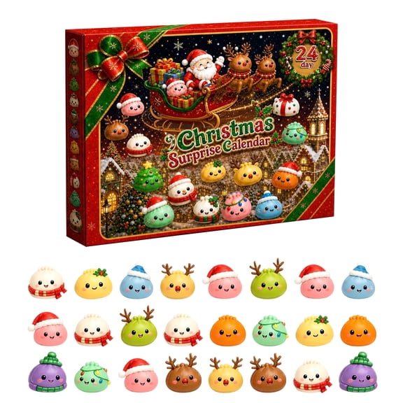 2026 Christmas Mystery Dumpling Advent Calendar, 24 Days Squishy Bao Blind Box Countdown, Soft Squeeze Sensory Fidget Stress Toys, Party Favors Stocking Stuffer Gifts
