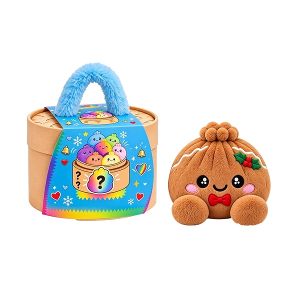 2026 Christmas Mystery Rainbow Plush Dumpling Squishy, Cute Stuffed Bao Bun Squishies Plushies with Smiling Face and Rounded Feet, Mystery Plush Dumplings Soft Toys for Christmas Party Favor