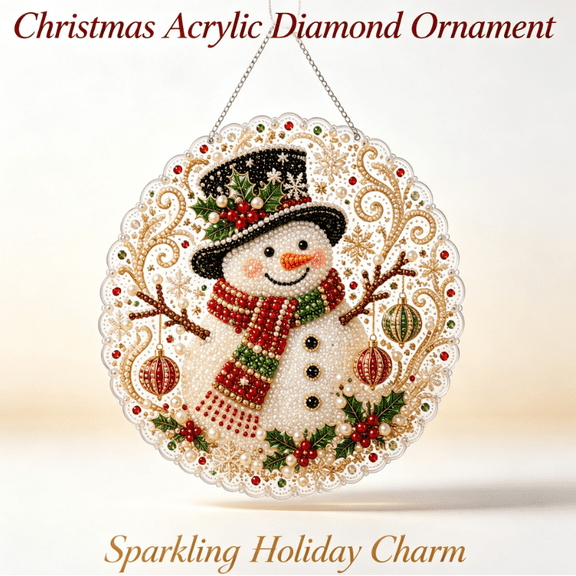 2026 Christmas Pearl Diamond Art Hanging Ornament Kit, Christmas Pearls Beads Art Craft, Diamond Arts Window Suncatchers, DIY Christmas Pearls Painting Kit for Home Wall Decor (Tophat Snowman)