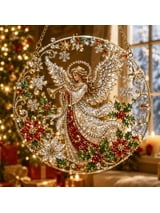 2026 Christmas Pearl Diamond Art Hanging Ornament Kit, Christmas Pearls Beads Art Craft, Diamond Arts Window Suncatchers, DIY ChristmasSanta Pearls Bead Painting Kit for Home Wall Christmas Angel