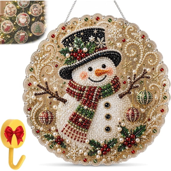 2026 Christmas Pearl Diamond Art Hanging Ornament Kit, Xmas Pearl Diamond Art Ornament Kit | DIY Holiday Hanging Decor, Double-Sided Display, Relaxing & Beginner-Friendly,Holiday Wreath