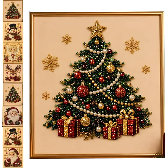 2026 Christmas Pearl Diamond Painting Art DIY Kit, 3D Pearl Beads Art Craft Kits for Adults & Beginner, Gemstone Diamond Dot Beads for Home Wall Decor