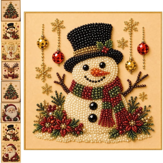 2026 Christmas Pearl Diamond Painting Art DIY Kit, 3D Pearl Beads Art Craft Kits for Adults & Beginner, Gemstone Diamond Dot Beads for Home Wall Decor