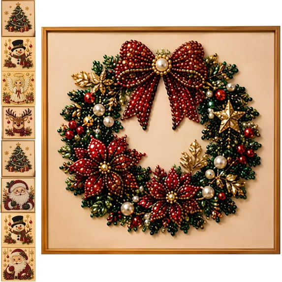 2026 Christmas Pearl Diamond Painting Art DIY Kit, 3D Pearl Beads Art Craft Kits for Adults & Beginner, Gemstone Diamond Dot Beads for Home Wall Decor