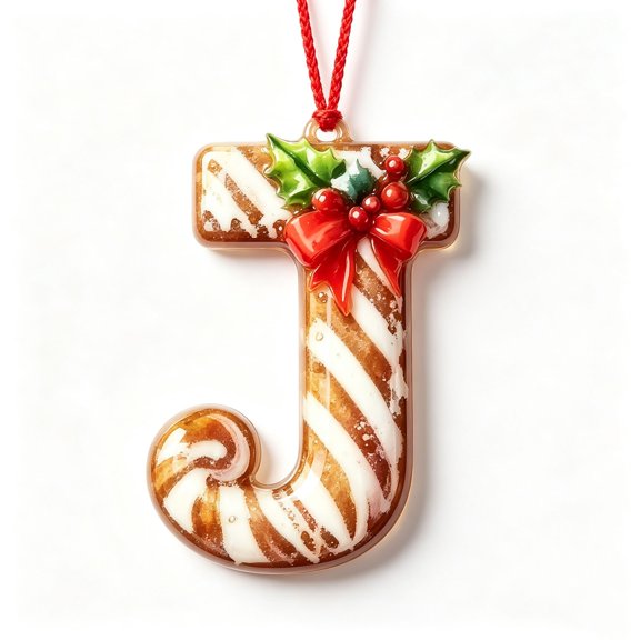 2026 Christmas Personalized Letter Ornament, 2D Xmas Tree Hanging Decoration - Personalized Alphabet Pendant for Christmas party, Craft Ornaments,Gifts for Family Friends (Letter J)