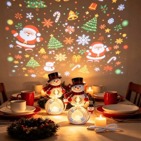 2026 Christmas Projector Light,USB Holiday Projection Lamp, White ...