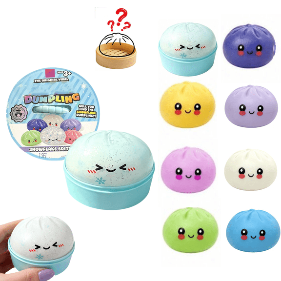 2026 Christmas Snowflake Dumpling Squishy Blind Box, Kawaii Colorful Bao Bun Mystery Toy, Collectible Squishy for Christmas Stocking Fillers